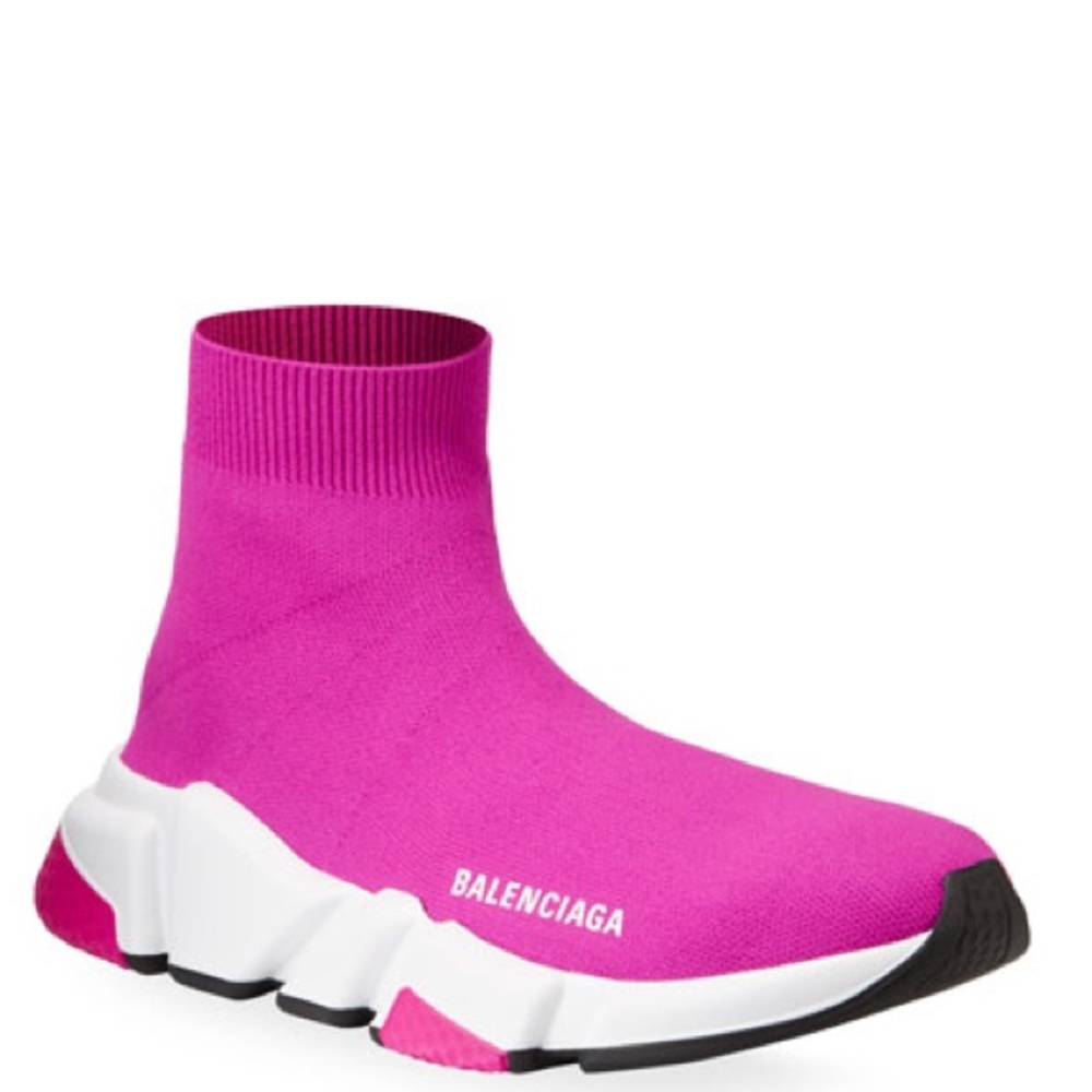 Balenciaga Fuchsia Speed Sock Knit Chunky Trainers Sneakers - Picture 2 of 10